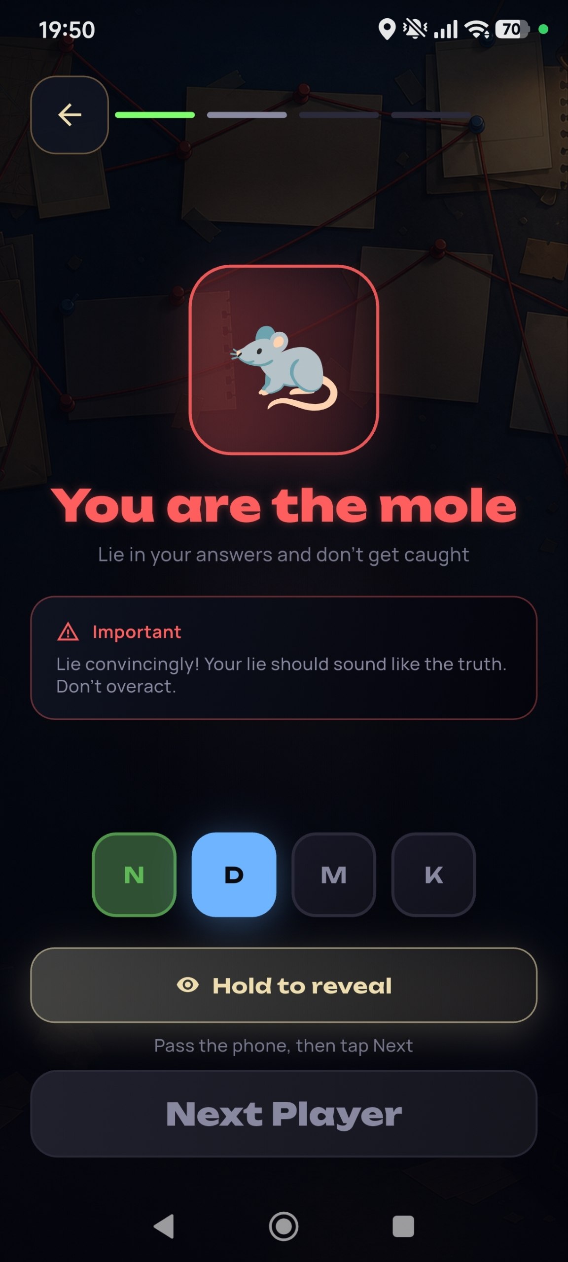 Secret role screen saying You are the Mole